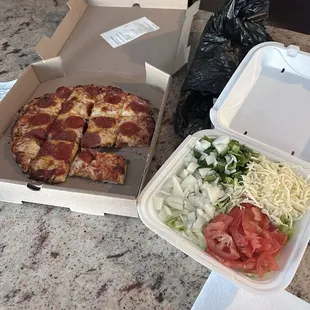 Pizza and Salad.