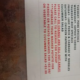 menu