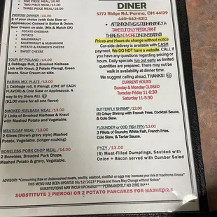 menu