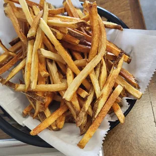 Fries were lightly seasoned and were good. They weren't so great when they cooled off, though.