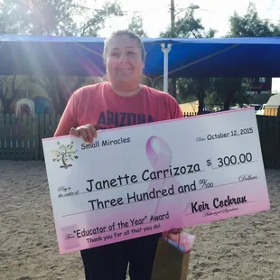 Janette Carrizoza at Little Ranch - Educator of the Year Award