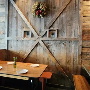 a table with two plates on it