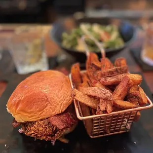 a sandwich and fries on a plate