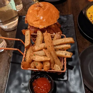 Chicken sandwich and fries