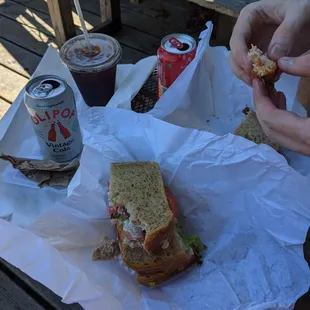 Tuna sandwich and BLT. BLT had so much bacon. Tuna felt like one of the healthier options on the menu.