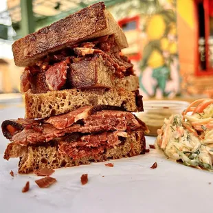 a plate of food and a sandwich