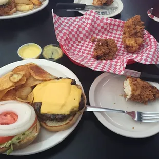 Big Rick burger and chicken tenders . They are both HUGE and delicious!!!