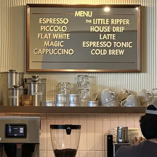 a menu for a coffee shop