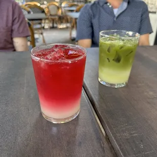 Hibiscus lemonade &amp; Matcha lemonade