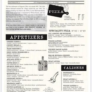 Little River Bar and Grill Menu