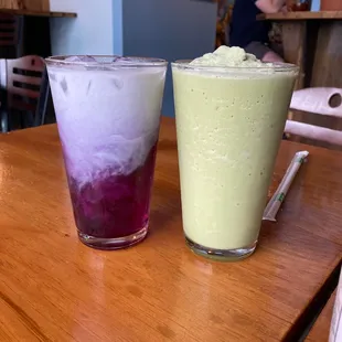 Crystal Blue Persuasion (left) Blended Matcha (Right)