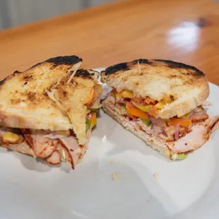 Drew salad sandwich with house smoked turkey.