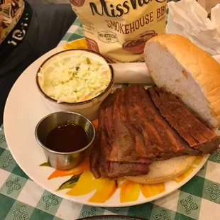Smoked Angus BBQ Beef Brisket Sandwich - 6 oz Sliced