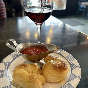 Best garlic knots in San Diego... best with Chianti