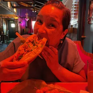 Me shoveling vegan cheesesteak in, ha