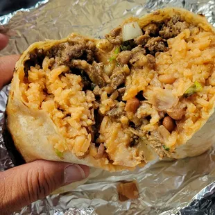 Regular Steak Burrito,  with everything,  mild spice level