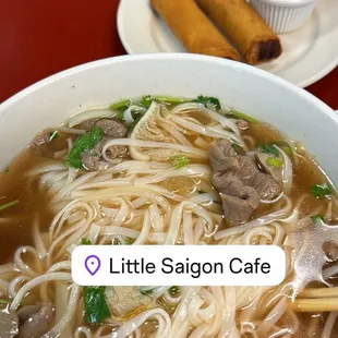 Combination Pho and Fried Egg Rolls