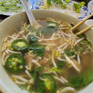 Dad gets all the veggies and none of the noodles.