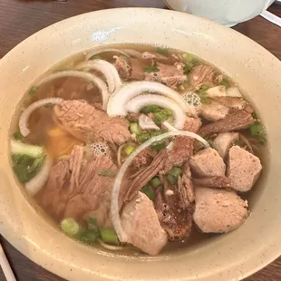 Pho with brisket and meatball
