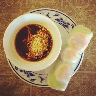 Soft roll with shrimp.