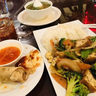 two plates of food on a table
