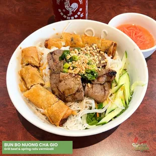 Beef egg rolls vermicelli