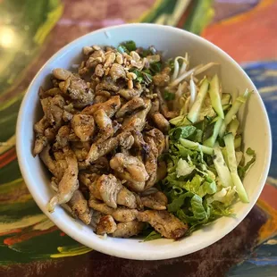 a bowl of food on a table