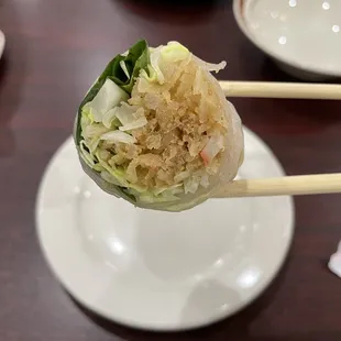 Pork skin on the inside of roll