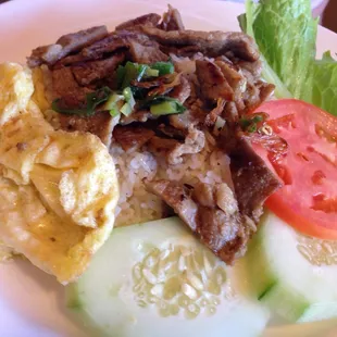 Grilled pork rice plate