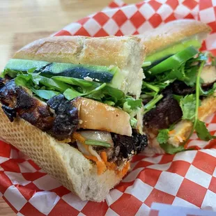 Seven spice chicken bahn mi sando
