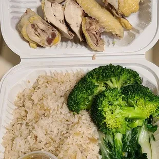 43. Hai Nam Chicken Rice Plate, $15 - hot, overcooked dry chicken. Barely any meat and tasteless