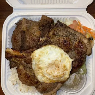 Grilled Lemongrass Pork-chop w/ Rice& Egg