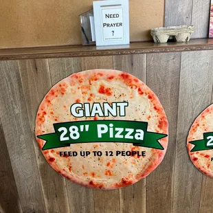 giant and small pizzas