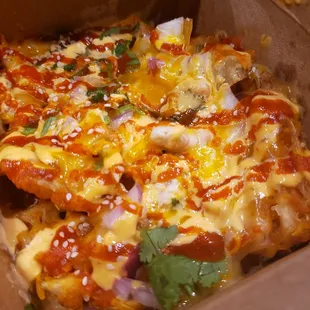 Mini waffle kimchi fries