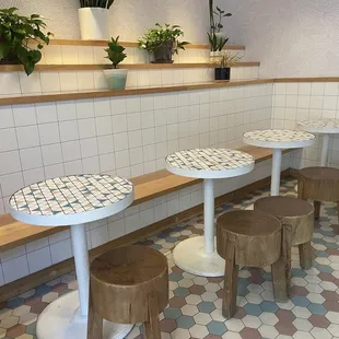 Individual seating and colorful tile