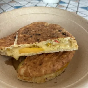 Big Slice of Seasonal Heirloom Tomato Grilled Cheese Panini