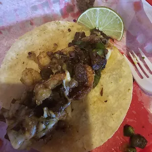 Shrimp and Steak taco