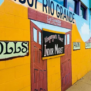 Part of the exterior mural at the little shops.