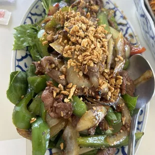 Beef and garlic stir fry