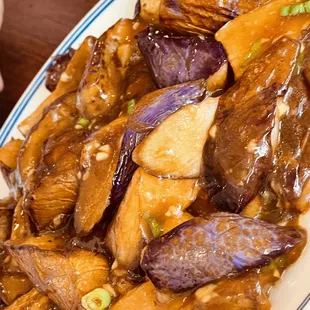 a plate of fried eggplant