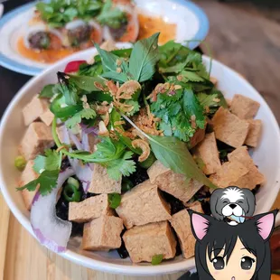 Crispy tofu on black rice. Love, @eatoutthao