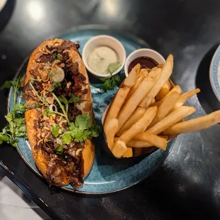 Banh mi and fries.. I prefer broth instead of fries..