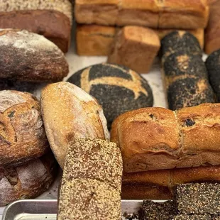 Many diff bread sections and rounds