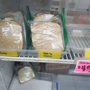 Homemade sandwiches in the refrigerator...