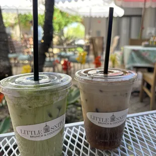 Lavender matcha and iced chai