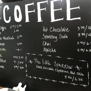 a menu on a blackboard