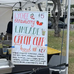 a sign for a food stand