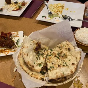 a plate of naan bread