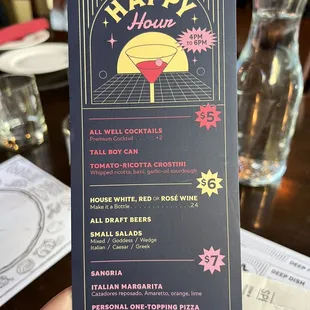 happy hour menu