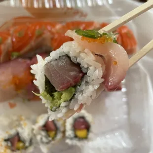 inside Double Hamachi Roll